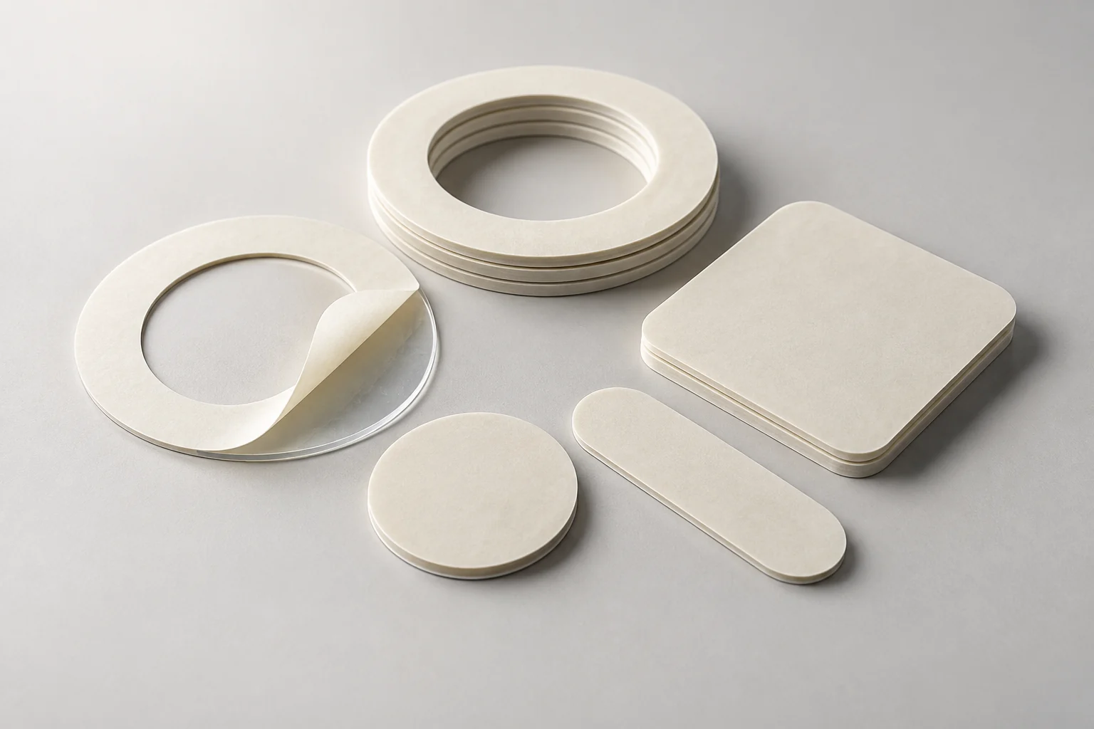 Conceptual adhesive-backed die-cut component forms
