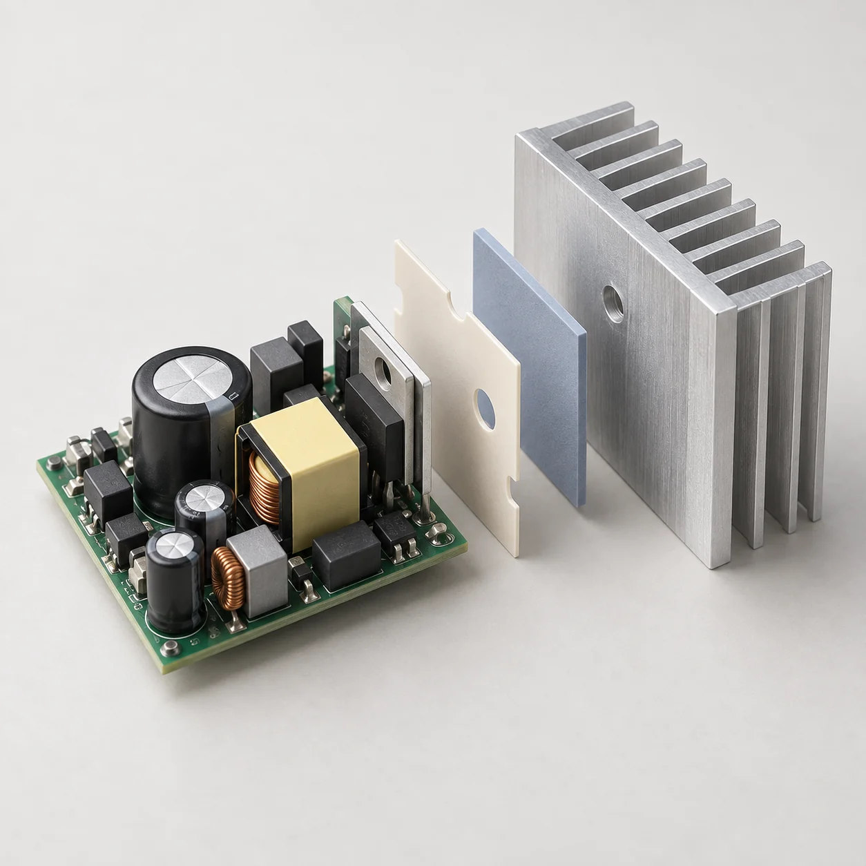 Power-conversion assembly with insulation and thermal interface materials