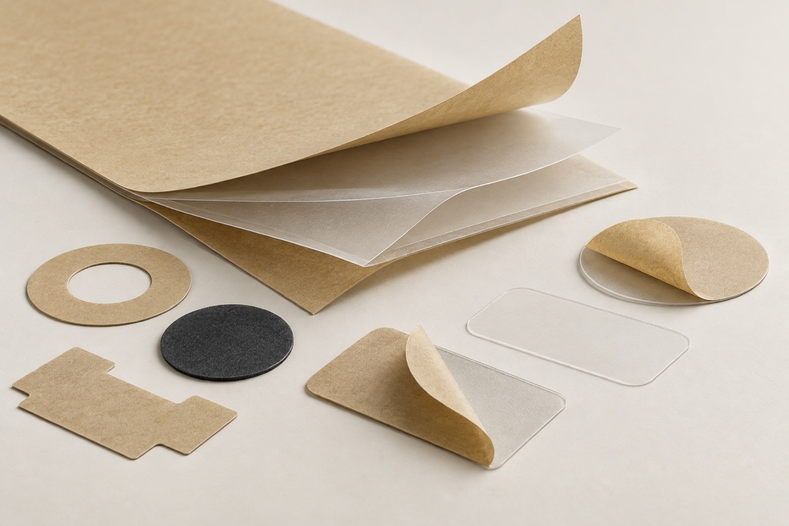 Carrier-supported double-sided adhesive sheets and die-cut mounting forms