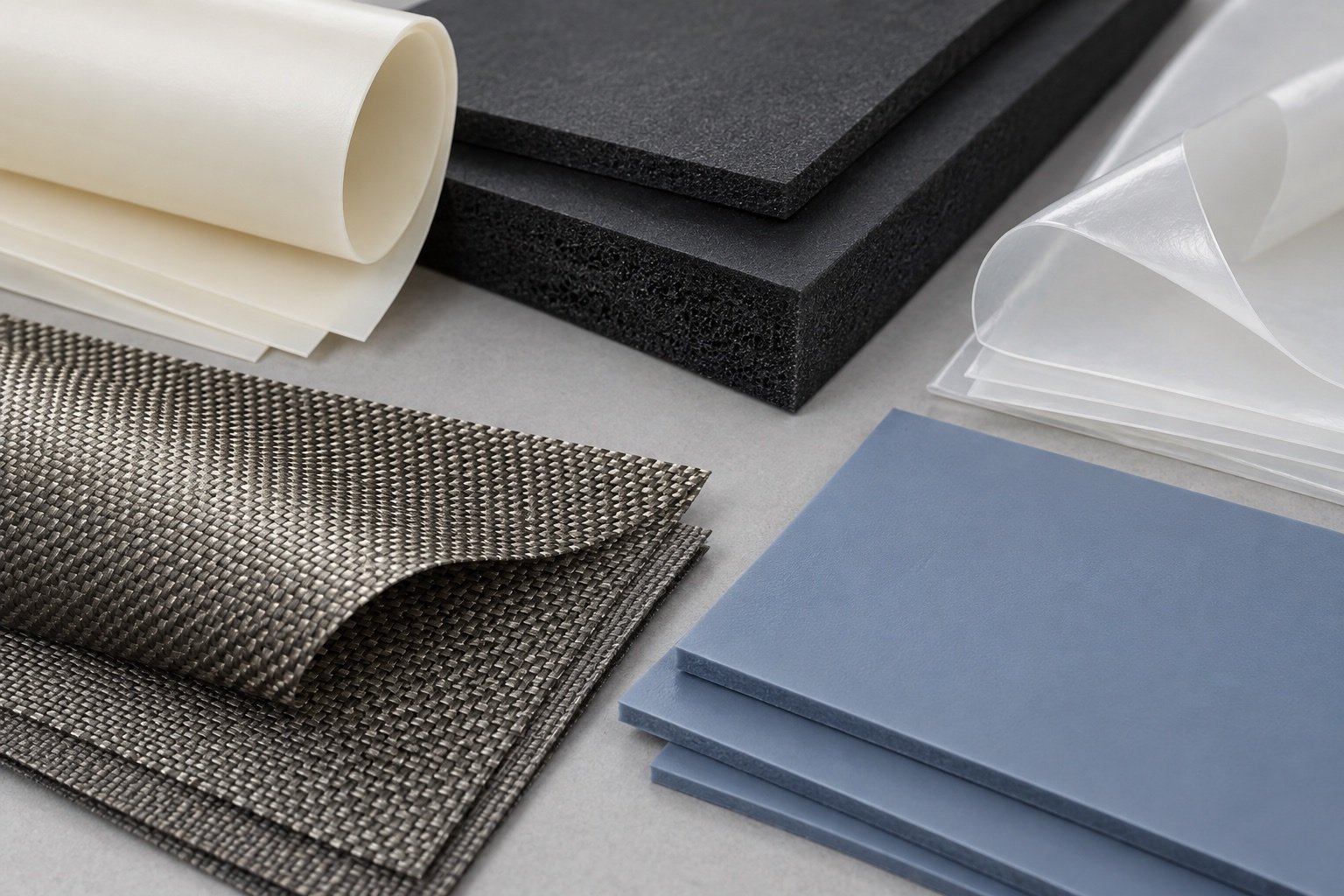 Flexible insulation, foam, adhesive, shielding and thermal material surfaces