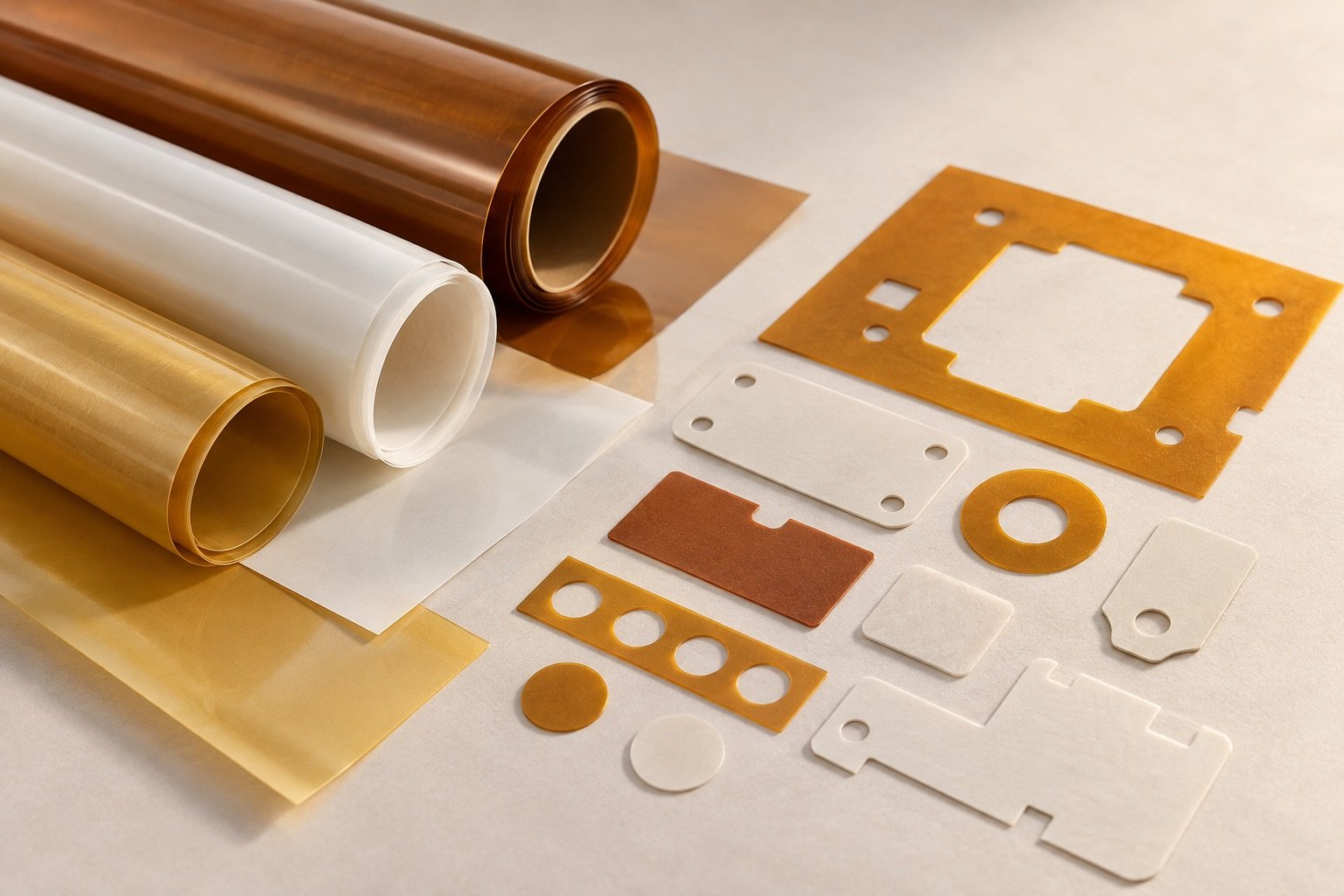 Generic insulation films beside die-cut barriers, pads and spacer shapes