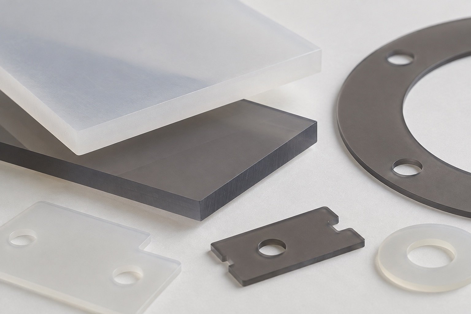 Milky and smoke-gray insulating sheet samples with spacer and barrier shapes