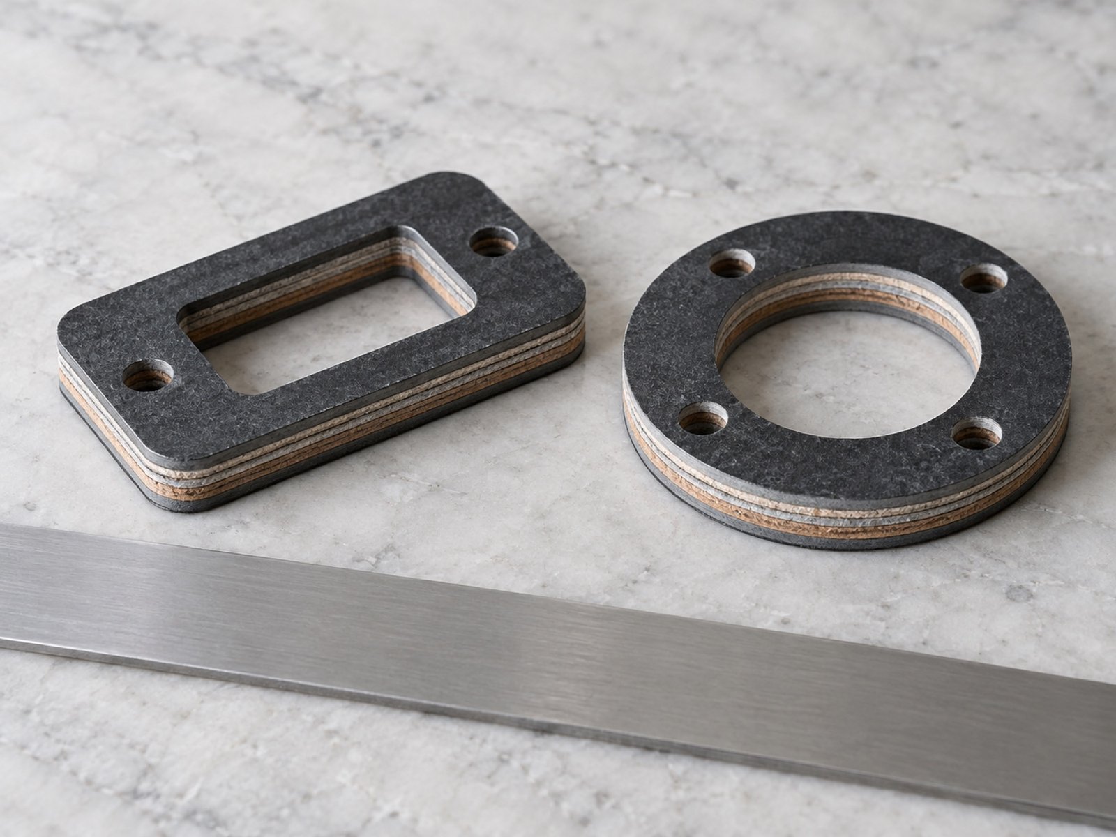 Conceptual comparison of layered die-cut component cross sections