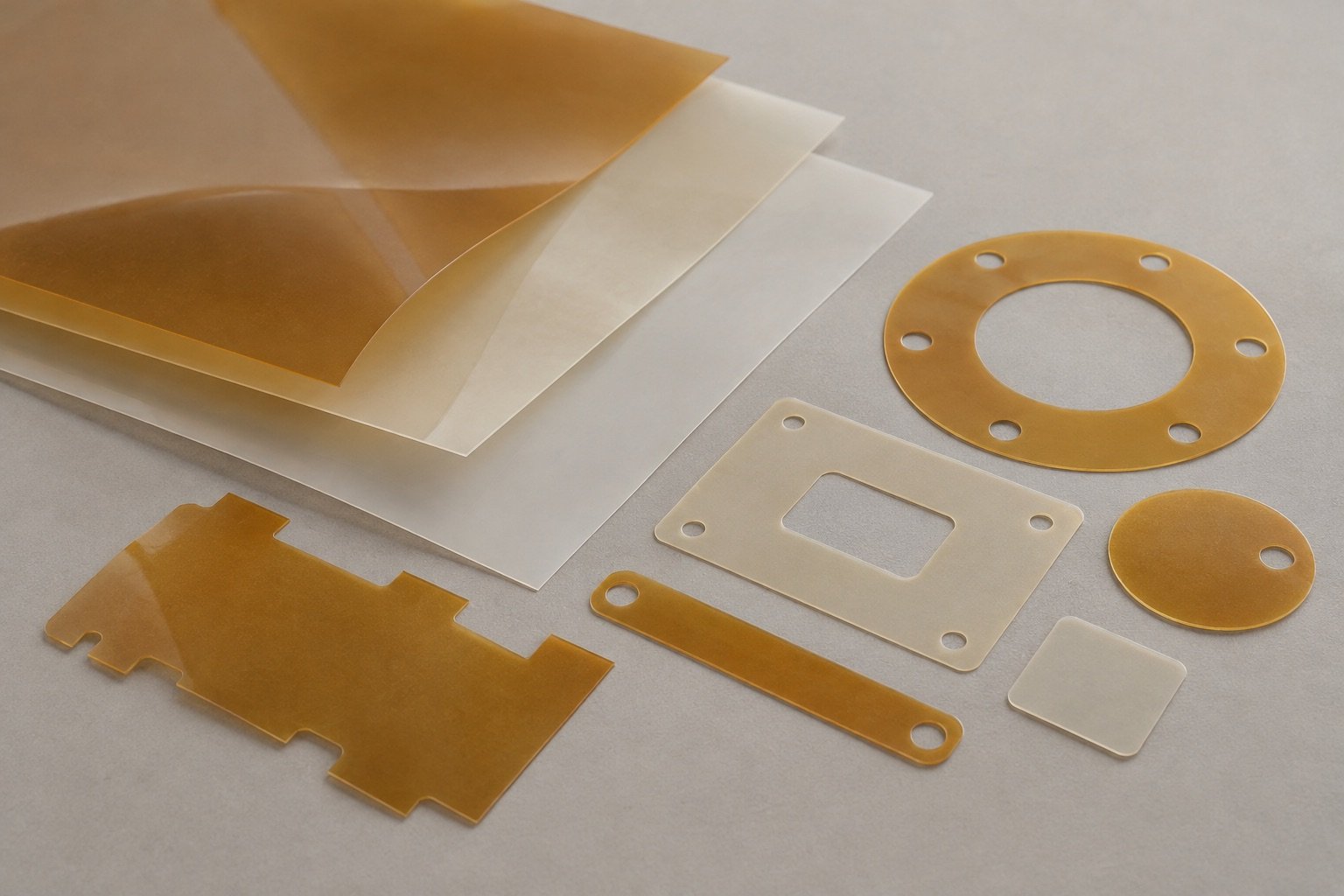 Thin insulation films and die-cut barrier shapes on a neutral surface