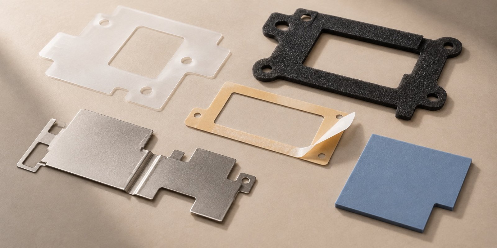 Die-cut insulation, foam, adhesive, shielding and thermal component forms