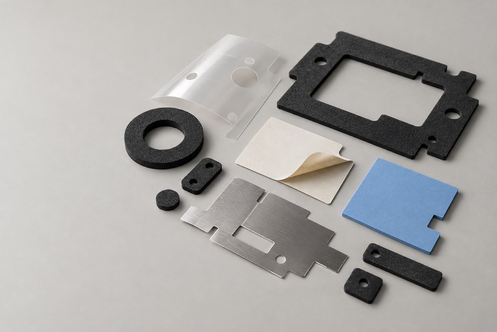 Conceptual arrangement of precision die-cut functional components