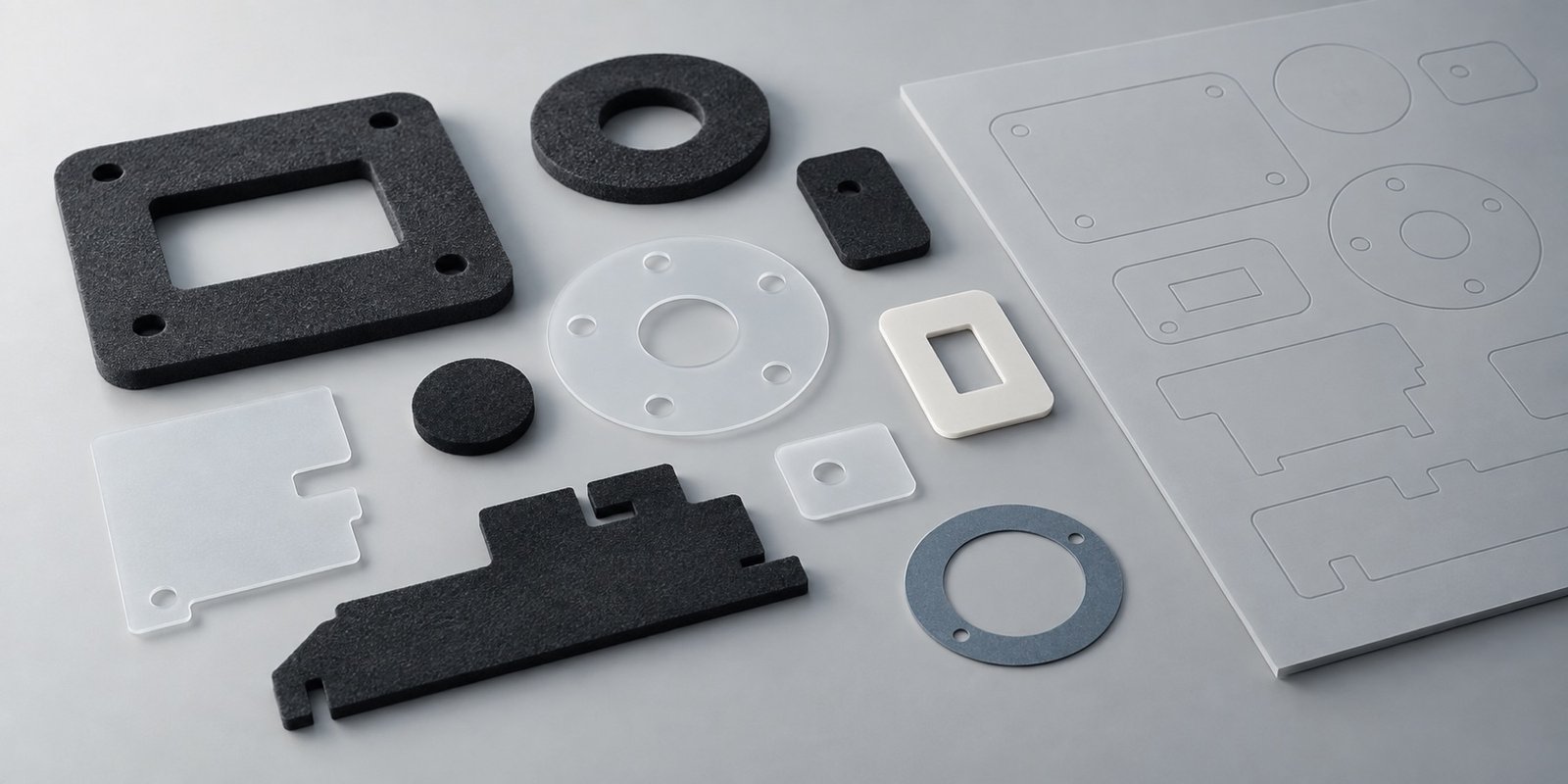 Conceptual die-cut component profiles beside outline geometry