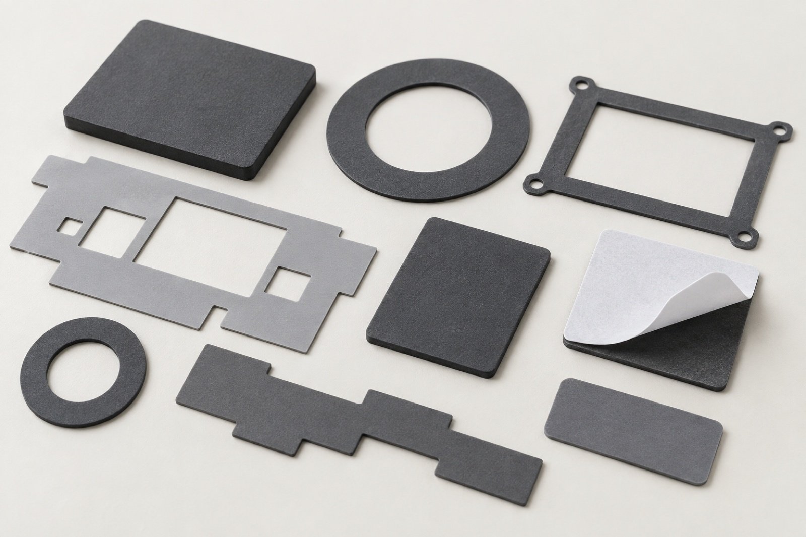 Generic die-cut thermal pads frames and adhesive-backed sheet forms